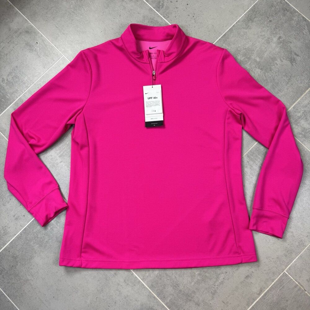 Nike Dri-FIT Victory UV Half Zip Golf Pullover Womens Large NWT Pink